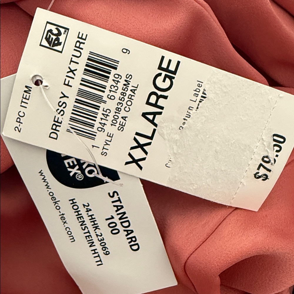 NWT State of Day Women Silky Pajama Set in Coral Pink size XXL